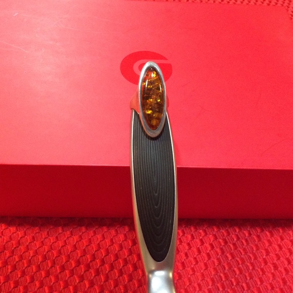 9.25 SILVER & COGNAC AMBER RING - Picture 2 of 7